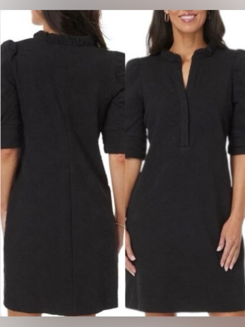 Lilly Pulitzer Kelsey Elbow Sleeve Dress in Noir Knit Pucker Jacquard XL NWT
